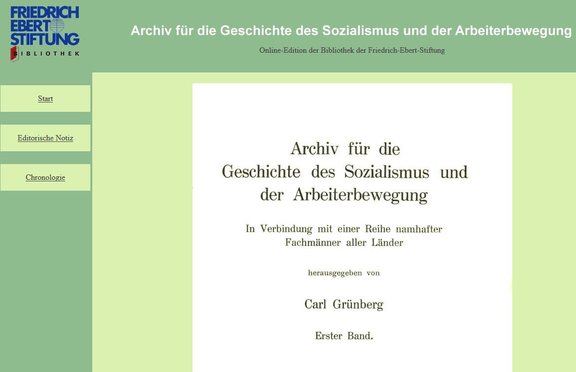 Titelblatt des ersten Bandes des Grünberg-Archivs Titelblatt des ersten Bandes des Grünberg-Archivs