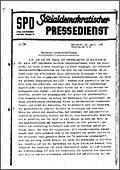Titelblatt Sozialdemokratischer Pressedienst April 1947