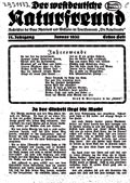 Titelseite Zeitschrift: Der Westdeutsche Naturfreund, Ausgabe Januar 1930 Titelseite Zeitschrift: Der Westdeutsche Naturfreund, Ausgabe Januar 1930
